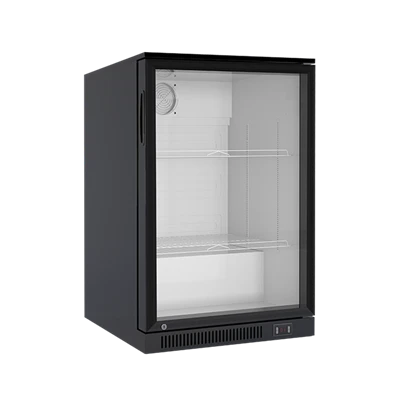 Qual é a capacidade de refrigeração por pé cúbico de um refrigerador de bar com duas portas?